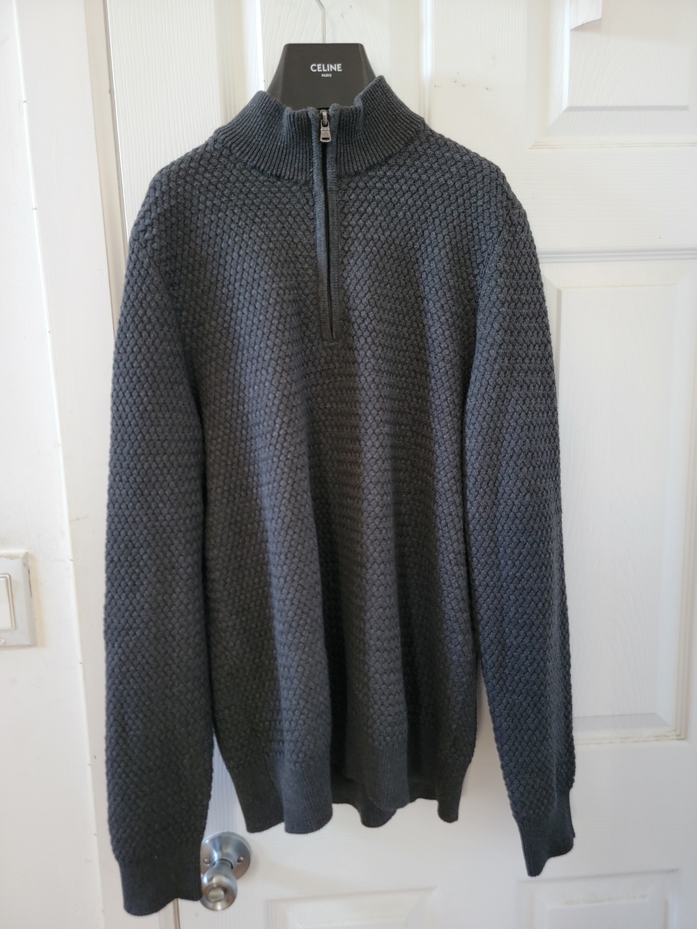Joseph Abboud Men’s Dark Gray Half-Zip Knit Sweater